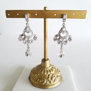 Silver Crystal Chandelier Earrings, Brand New